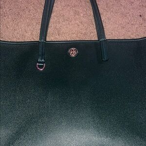 Tory Burch hunter green Sleek Leather Tote